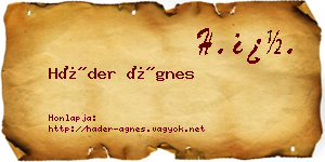 Háder Ágnes névjegykártya